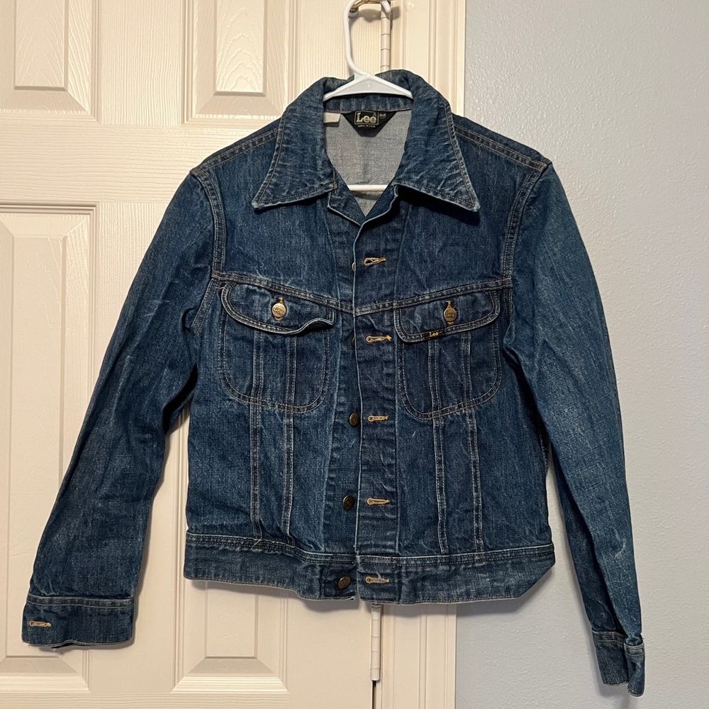 Vintage 70s Lee Denim Jacket Mens Small - Made In USA - Dark Wash Clean